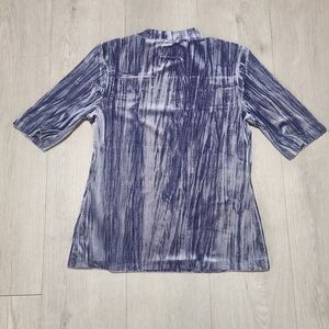Pilcro Anthropologie Dusty Blue Crushed Velvet Mock Neck Top S
D